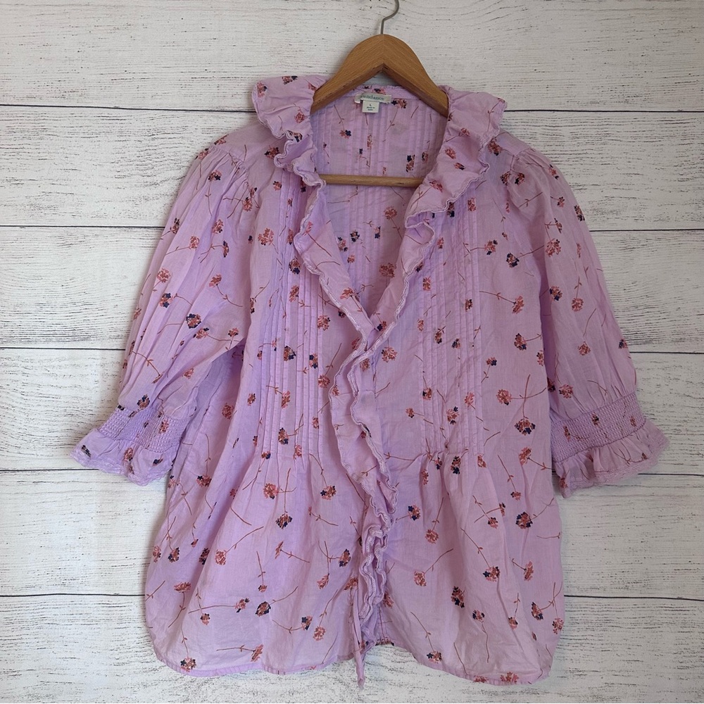 Sundance Floral Beatrice Ruffle Top in Lavender. - Picture 2 of 6